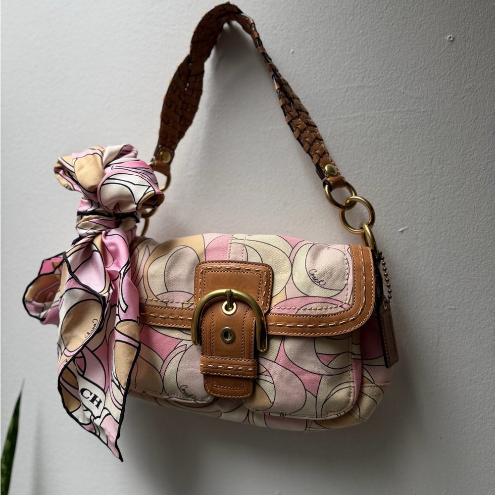 Rare COACH Soho Optic C pink  11909 + matching Silk Scarf Set - Picture 6 of 7